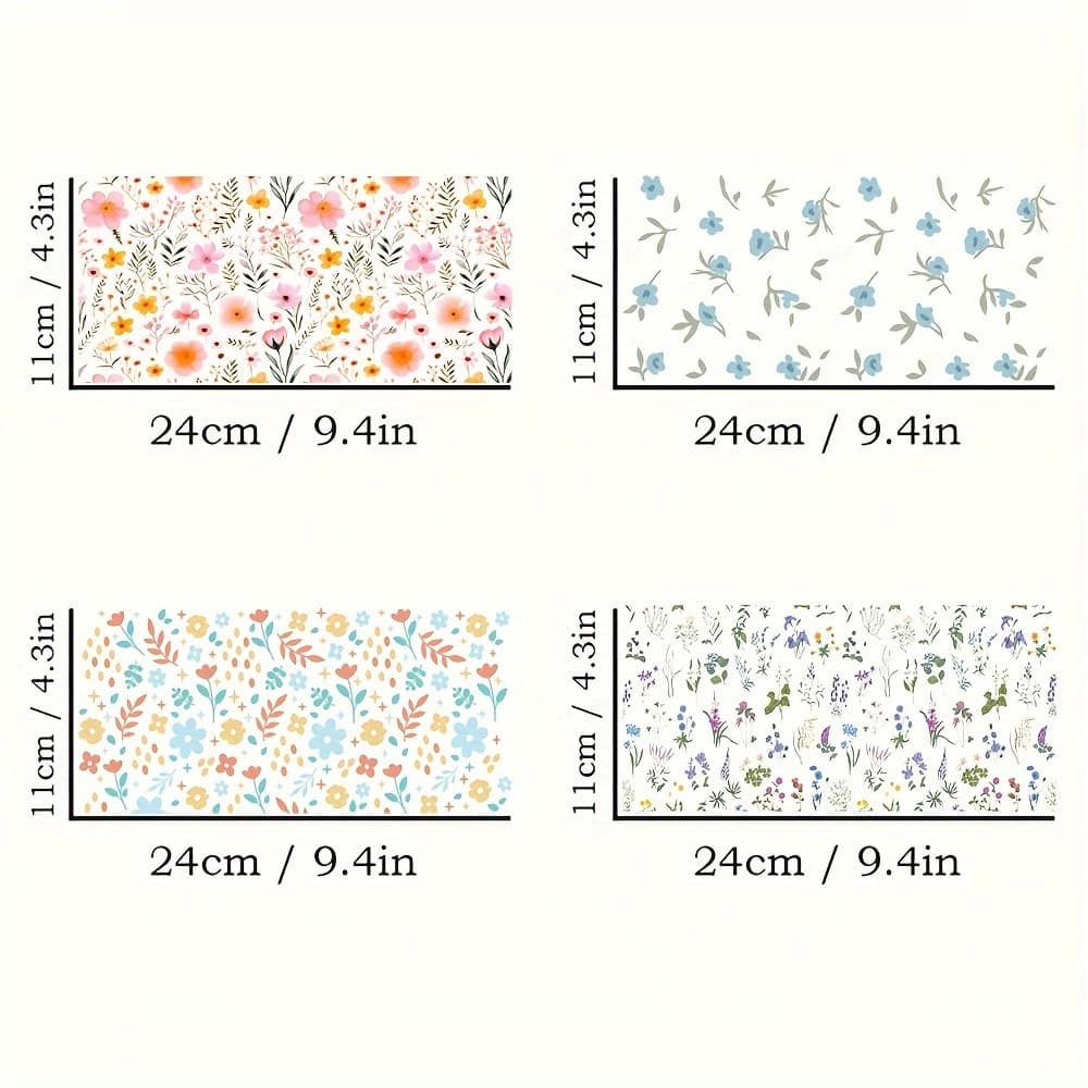 TEMU 4pcs/set Dainty Uv Dtf - Waterproof & Scratch-resistant For Glass Cups And Bottles, 3d Vinyl Wrap, 4.3"x9.4" - Diy Crafts & Decorations