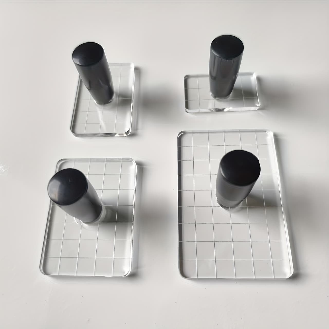 TEMU 4pcs Rectangle Mesh Acrylic Stamps With Handle Clear Stamps Craft Supplies