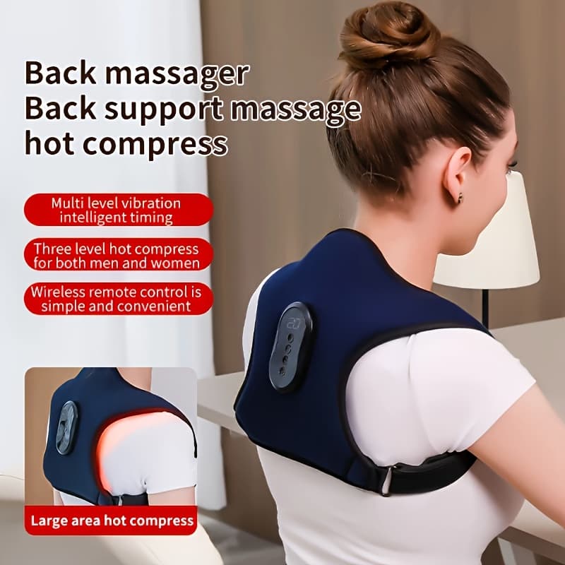 TEMU A Multifunctional Massager For The Back And Shoulders, Featuring Vibration And Heating - Suitable For Men And Women, Usb Rechargeable, Remote-controlled, Ideal For Home Or Office Use.