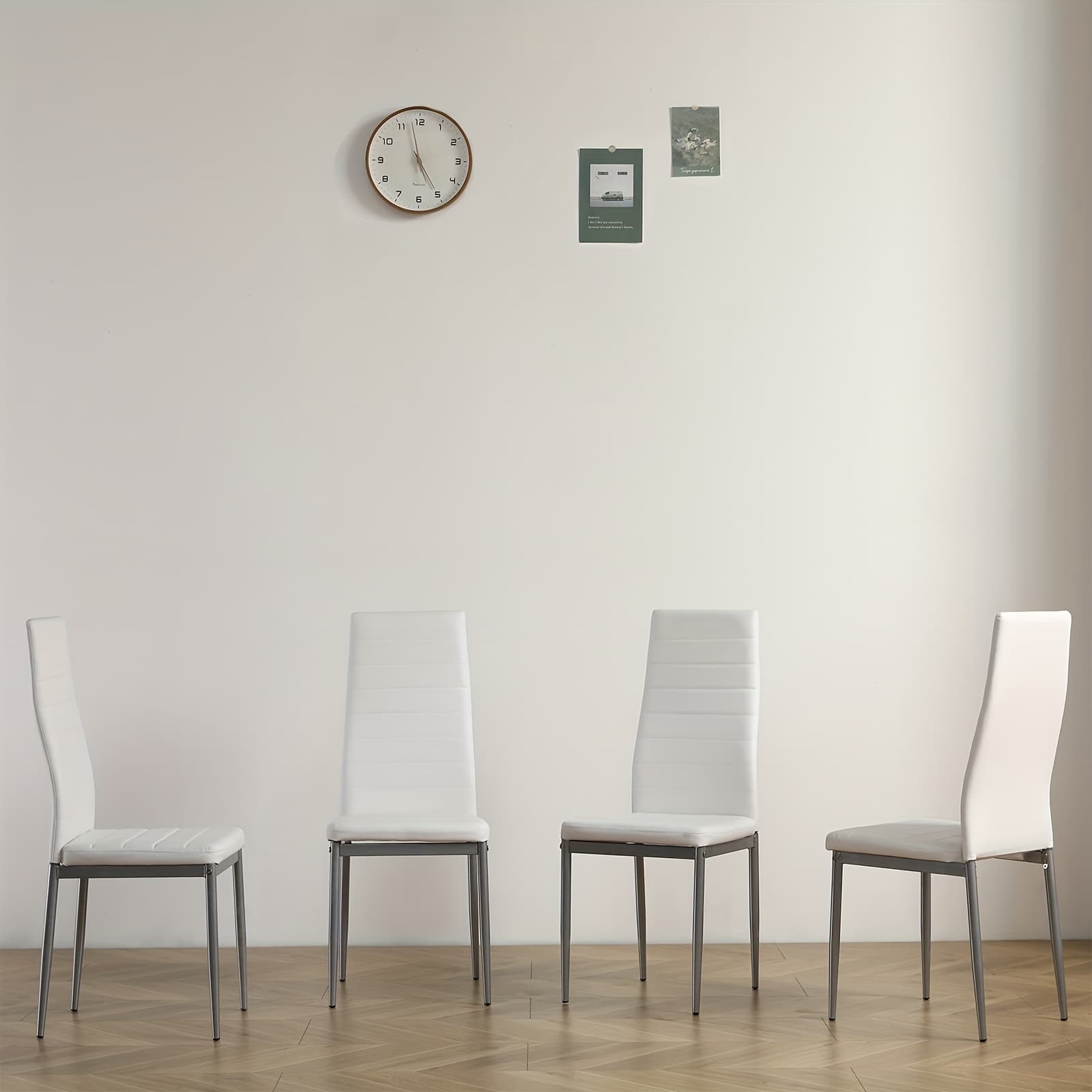 TEMU 4pcs Pvc Leather Comfortable Chairs White (table Not Included)