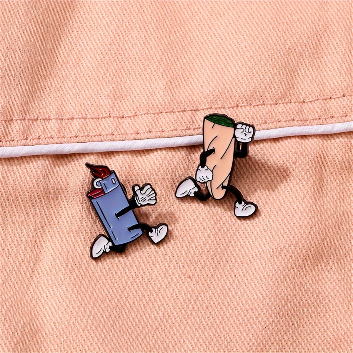 TEMU Set Of 2 Fashion Creative Cute Cartoon Enamel Pins Unique Fine Brooch Jewelry For Men And Women For Clothing, Bags, Jackets And Hats Accessories With A With The Pieces