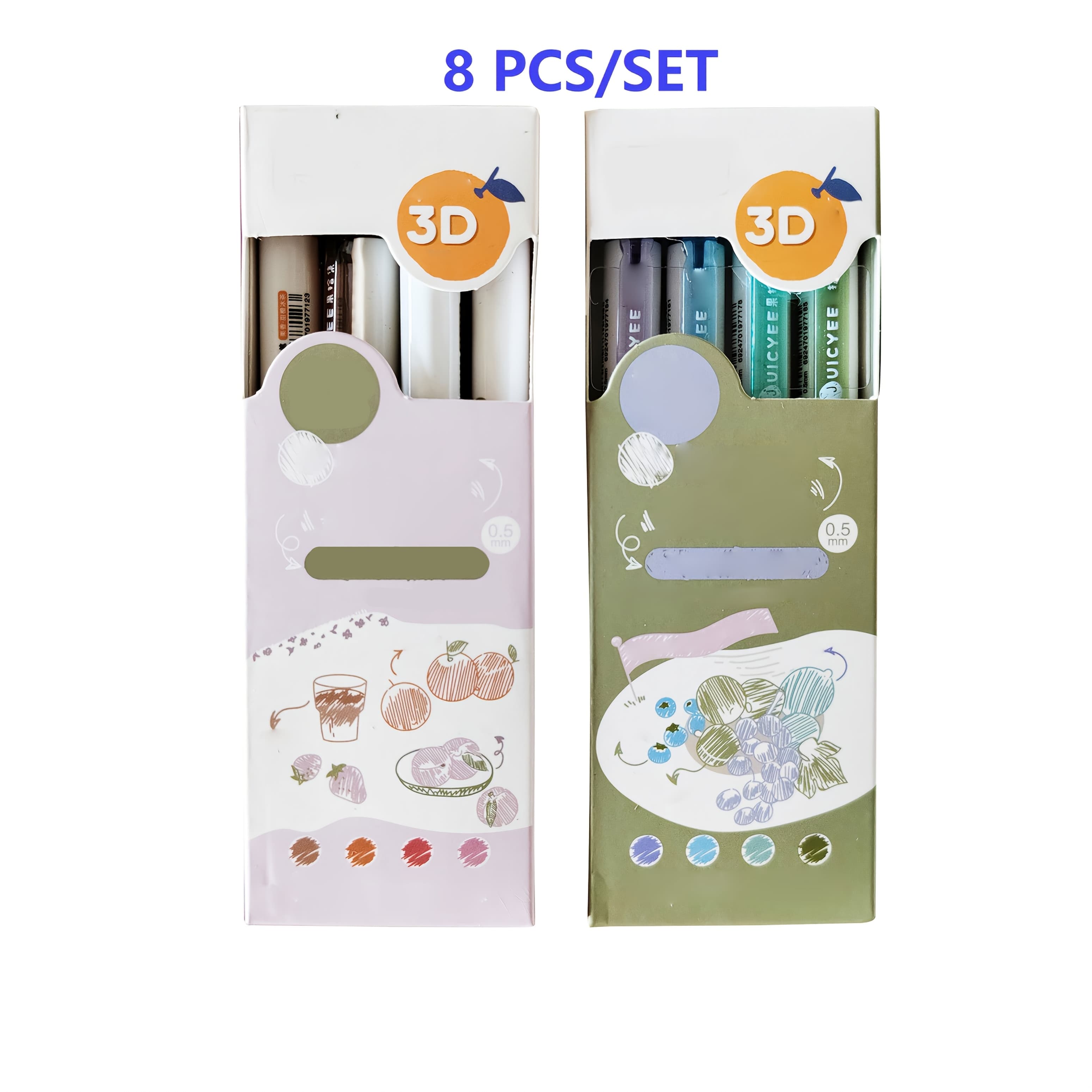 TEMU 8pcs Colors Gel Pen Set, Plastic Quick-drying 0.5mm Medium Point Super For Diary, Painting, Graffiti, Daily Learning Supplies, Korean Stationery