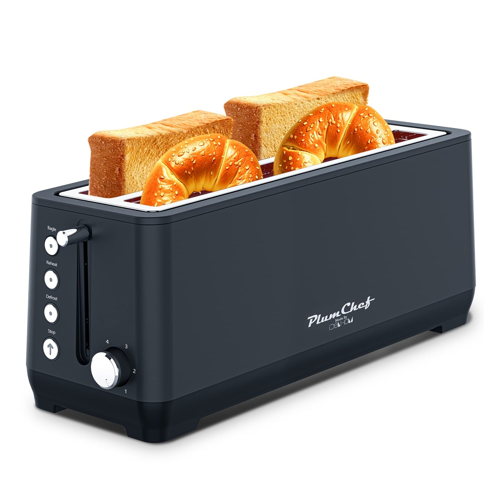 TEMU 4- Toaster, Extra Wide Long Slot Toaster With Warming Rack, 6 Browning Settings, Bagel/ / Functions, Removable Crumb Tray, Stainless Steel Housing 1500w, Matte Blu