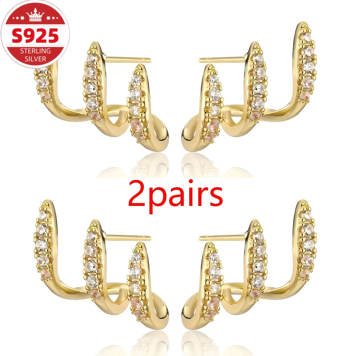 TEMU Of S925 , Versatile Geometric 3 Claw Design Earrings. Birthday Anniversary Gift. Suitable For Daily Wear, Party Wear, Women's Jewelry, Essential For, Perfect Gift,