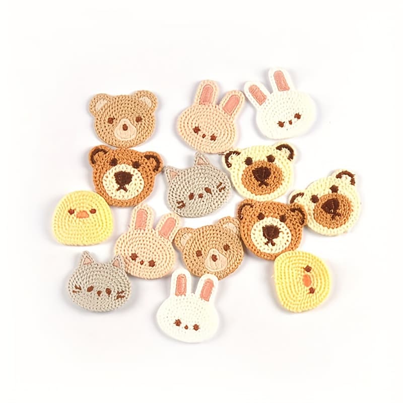 TEMU 10pcs Of 3-4cm Random Mixed And Bear Pattern Decorative Fabric Patches, No Adhesive, Requires Hand Sewing, , Hats, Scarves, And Other Accessories, Clothing Decoration Patches