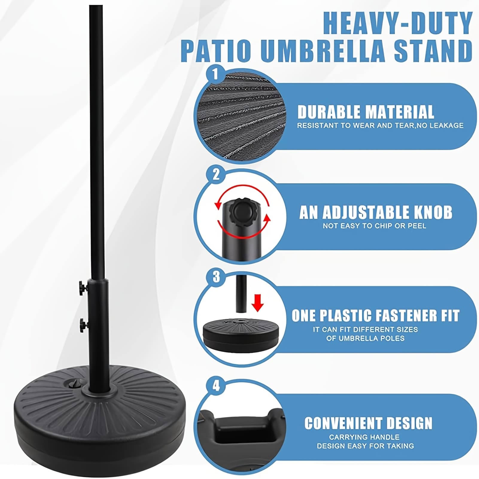 TEMU 80 Lbs Patio Umbrella Base Heavy Hdpe Duty Circular Water And Sand Fillable Umbrella Stand For Yard Garden Poolside-black For Outdoor Patio Umbrella 19" Round In Black