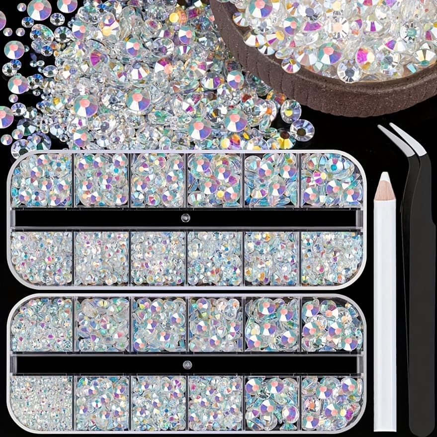 TEMU 2 Boxes Of 4, 500 Resin Sets, Flat-bottom , Transparent Heat-melted Synthetic Gemstones, Suitable For Diy Crafts On Cups, Bottles, Clothing, Nails, And Makeup