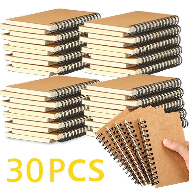 TEMU 30 Packs Mini Pocket Spiral Lined Notebooks, Paper Cover, 5x3, Ruled Notebooks Bulk, Hardcover Journal Notepad Travel Notebooks For Office School Supplies