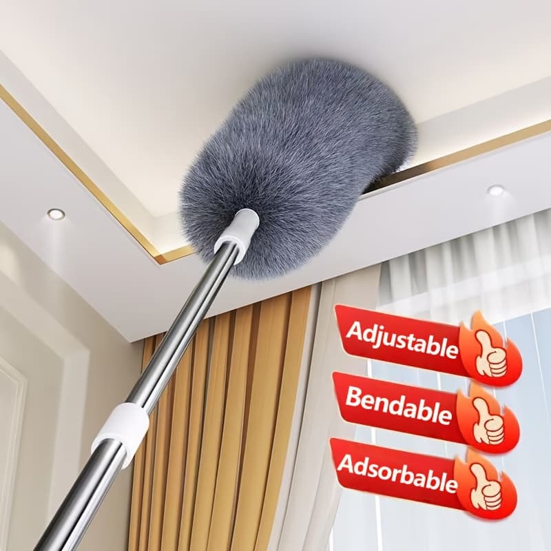 TEMU Adjustable And Flexible Collector-washable And Reusable Cleaning Tool, Suitable For High Ceilings, Furniture And Cars, With Symbols Red Fingers, Used For Cleaning Dust Collector.