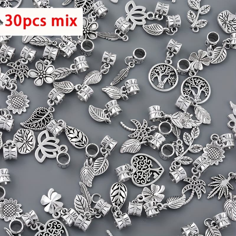 TEMU 30pcs Of Mixed Tree Amulets, Alloy Pendants For Jewelry Making, Plant Themed Additions For Necklaces And Bracelets Making