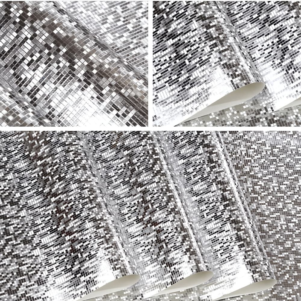TEMU Himykea Contemporary Style Pvc Reflective 3d Wallpaper In Lattice Mosaic For Living Room, Ceiling, Shop Decoration, , And Restaurant, Measuring 20.87"w X 393.7"l, Non-pasted