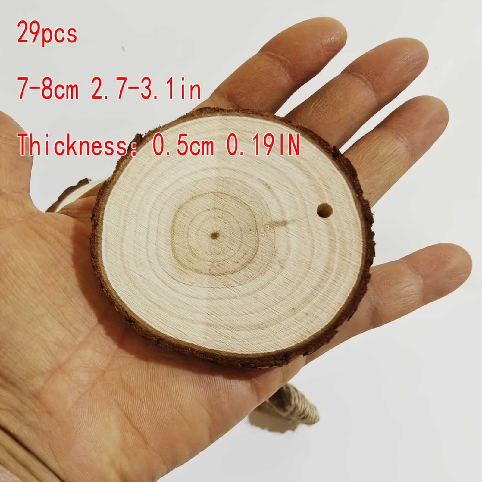 TEMU Pre-drilled Wooden Rings For Wood Chips Are Used For Art Wood Chips Christmas Decorations Diy Crafts 29pcs 2.7-3.1 Inches.