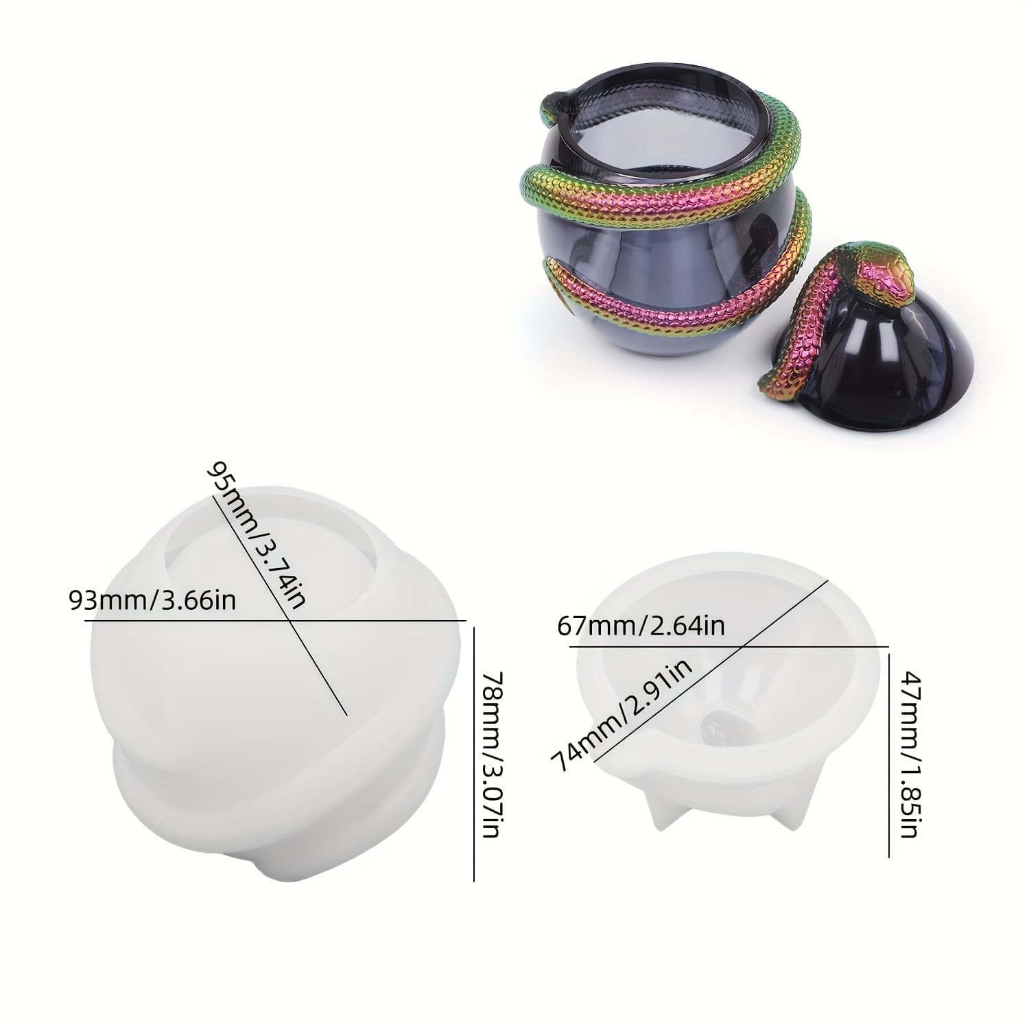 TEMU 1 Set Silicone Mold Oval Egg Storage Box Mold Cement Bottle Jar Candlestick Mold Animal Coiled Egg Resin Jewelry Container Mold Clay Resin Making Mold Candle Making Mold