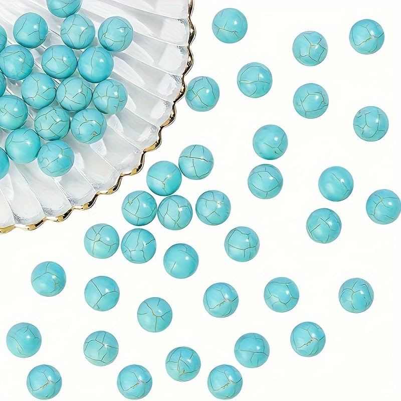 TEMU 100pcs Natural Stone Beads Turquoise Round Gemstone Loose Beads For Diy Bracelets Necklace Jewelry Making