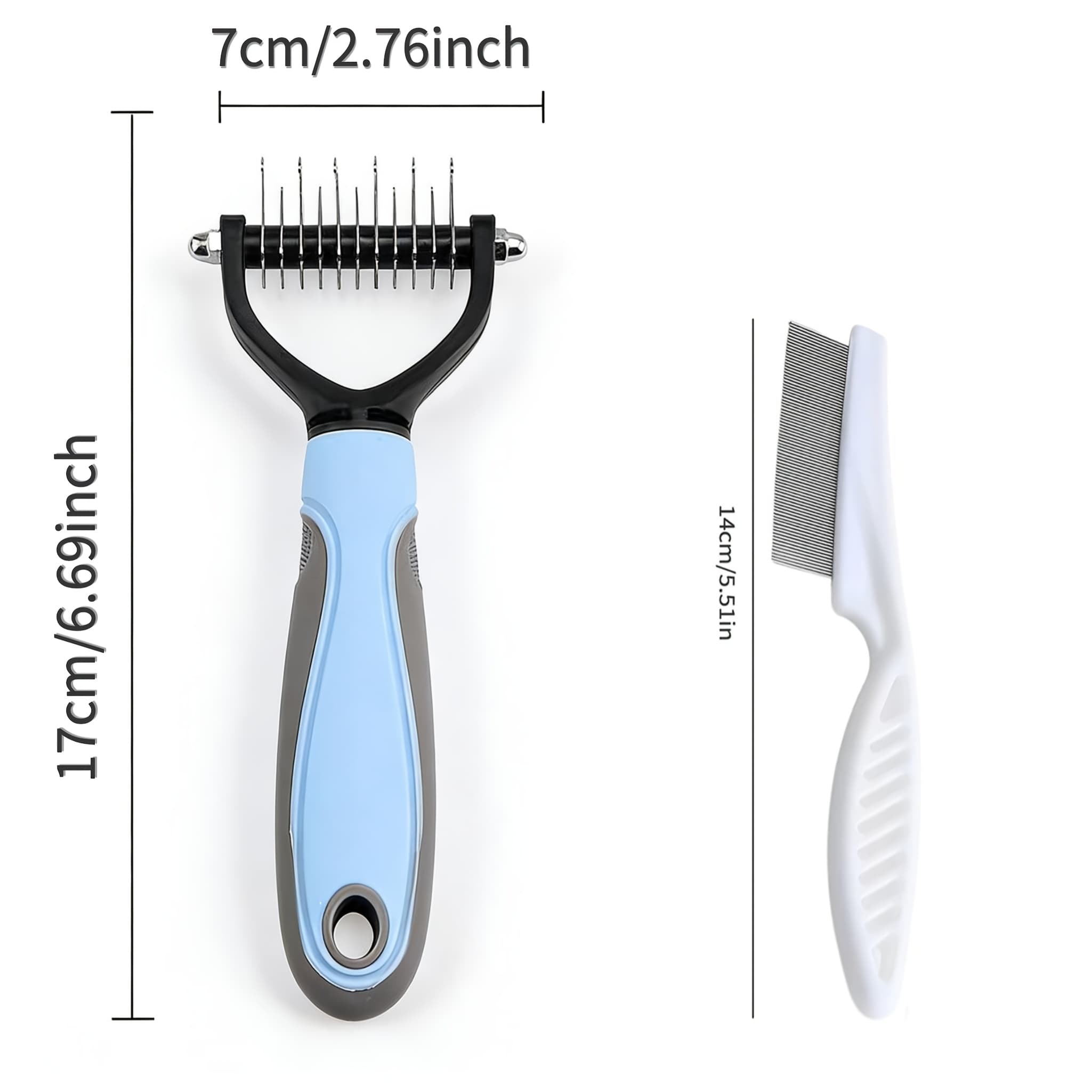 TEMU Directional Dematting Comb And Rake Brush Pet Double Comb Set Comb And Dematting Brush Directional Hair Smoothing Universal For Cats And Dogs
