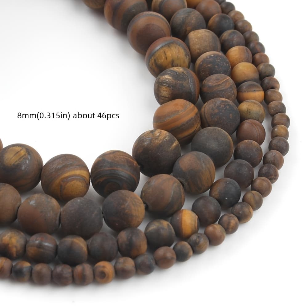 TEMU 36/46/61/91pcs Natural Eye Round Beads Fashion Loose Beads Suitable For Jewelry Making Diy Charm Bracelet Necklace High-quality Jewelry Accessories Men's Gift