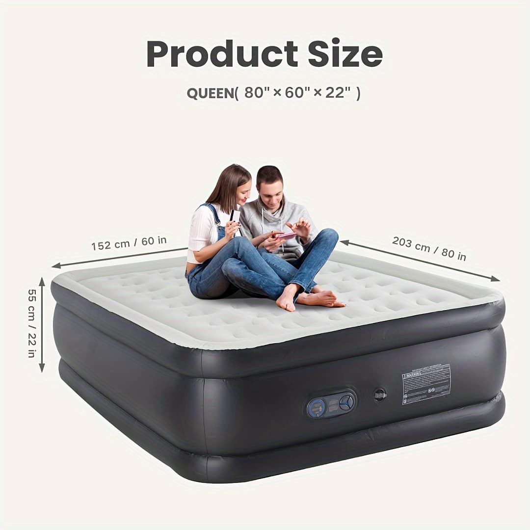 TEMU Air Mattress With Coil Beam Support, Plush Top Non-slip Bottom For Stability On Smooth Floors And Carpets, Sizes And 3 , Can Hold Up To 660