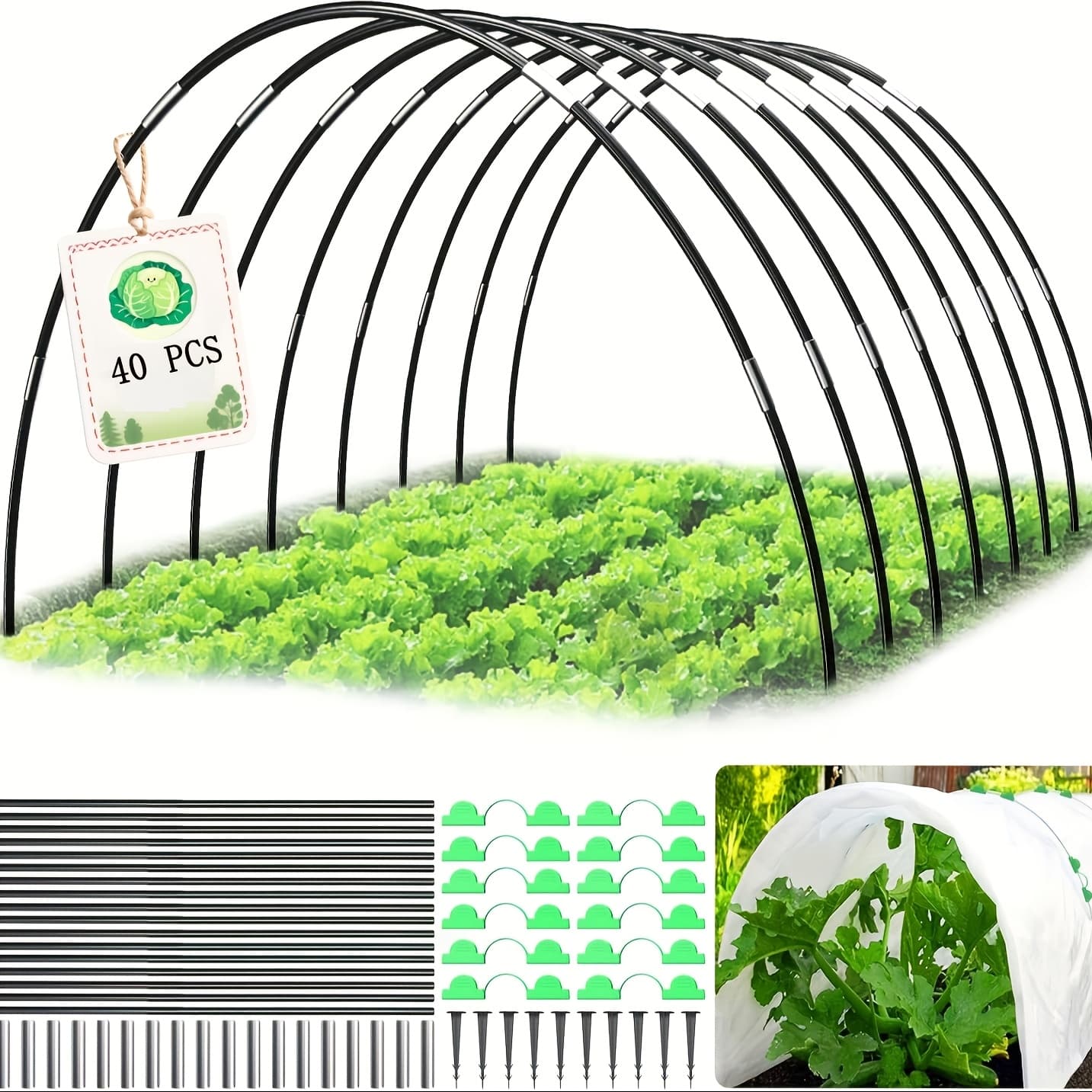 TEMU Plant Tunnel Arches 30pcs/40pcs/50pcs Tunnel Arch For Raised Bed Construction Kit, Diy Greenhouse Tyres Cold Frame Tunnel For Cover Plants Fruit