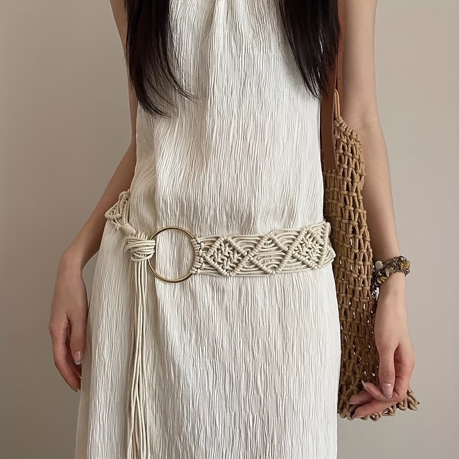 TEMU Bohemian Ethnic Style Waist Cord Women's 2024 Lace-up Belt