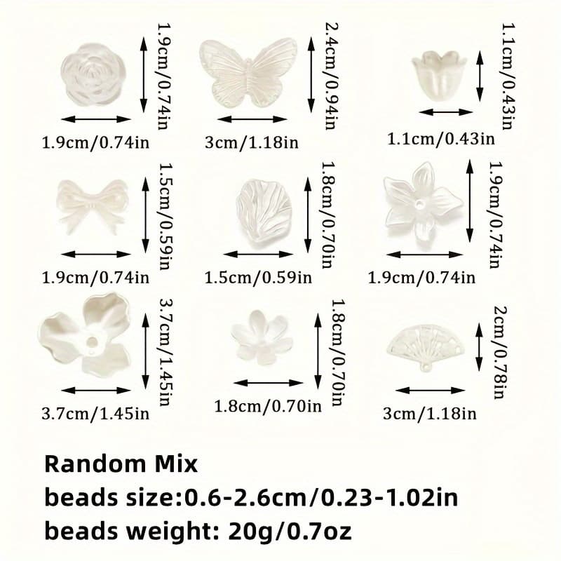 TEMU 20g 0.6-2.6cm Large Mixed Style Beads Acrylic Flower Round Beads For Phone Chain Necklace Ring Jewelry Additions And Small Gifts