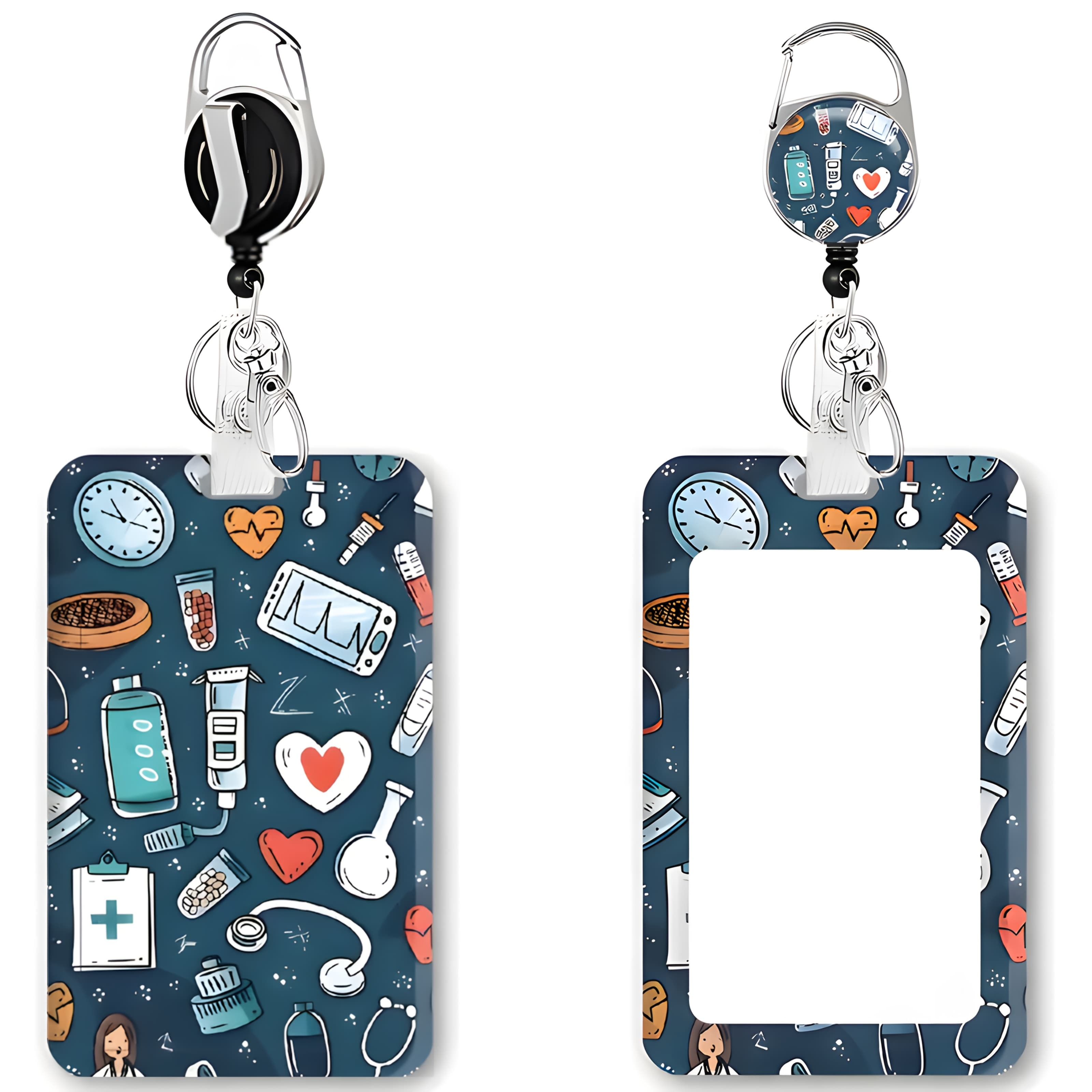 TEMU Nurse Badge Holder With Retractable Reel, Id Card Work Badge Holder With Clip Heavy Duty, Vertical Card Name Tag Badge Cover Case Protector For Doctor Hospital Nursing Women Gifts
