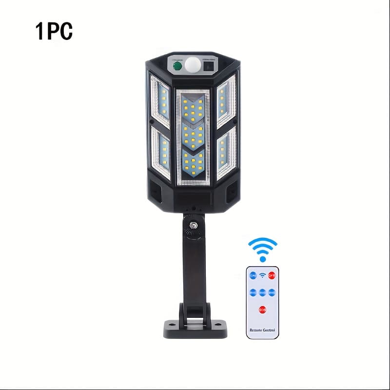 TEMU 1/4pcs Outdoor Led Solar Sensing Wall Light, Solar Street Light, With Remote Control, Motion Sensor , Suitable For Gardens, Courtyards, Garages, And .
