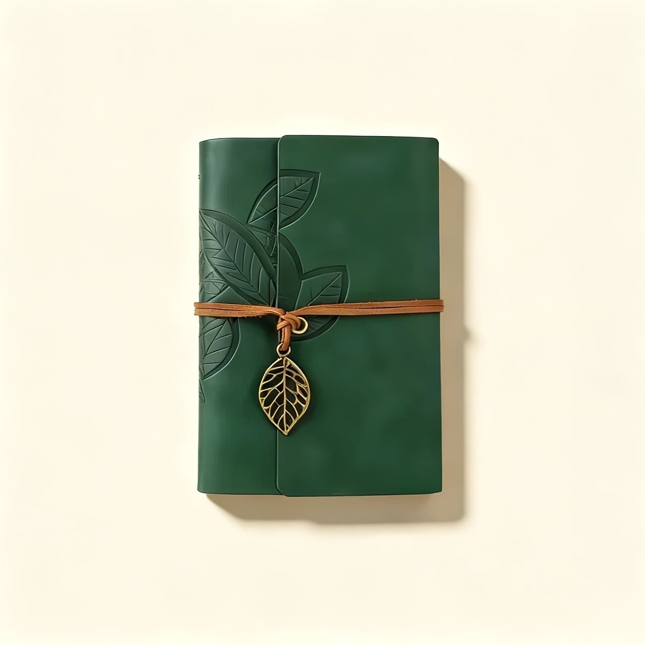 TEMU Vintage Leaf Embossed Loose-leaf Journal, Pocket Size Handmade Sketchbook With Pendant & Gift Tag, For Office School Supplies Gift Ready