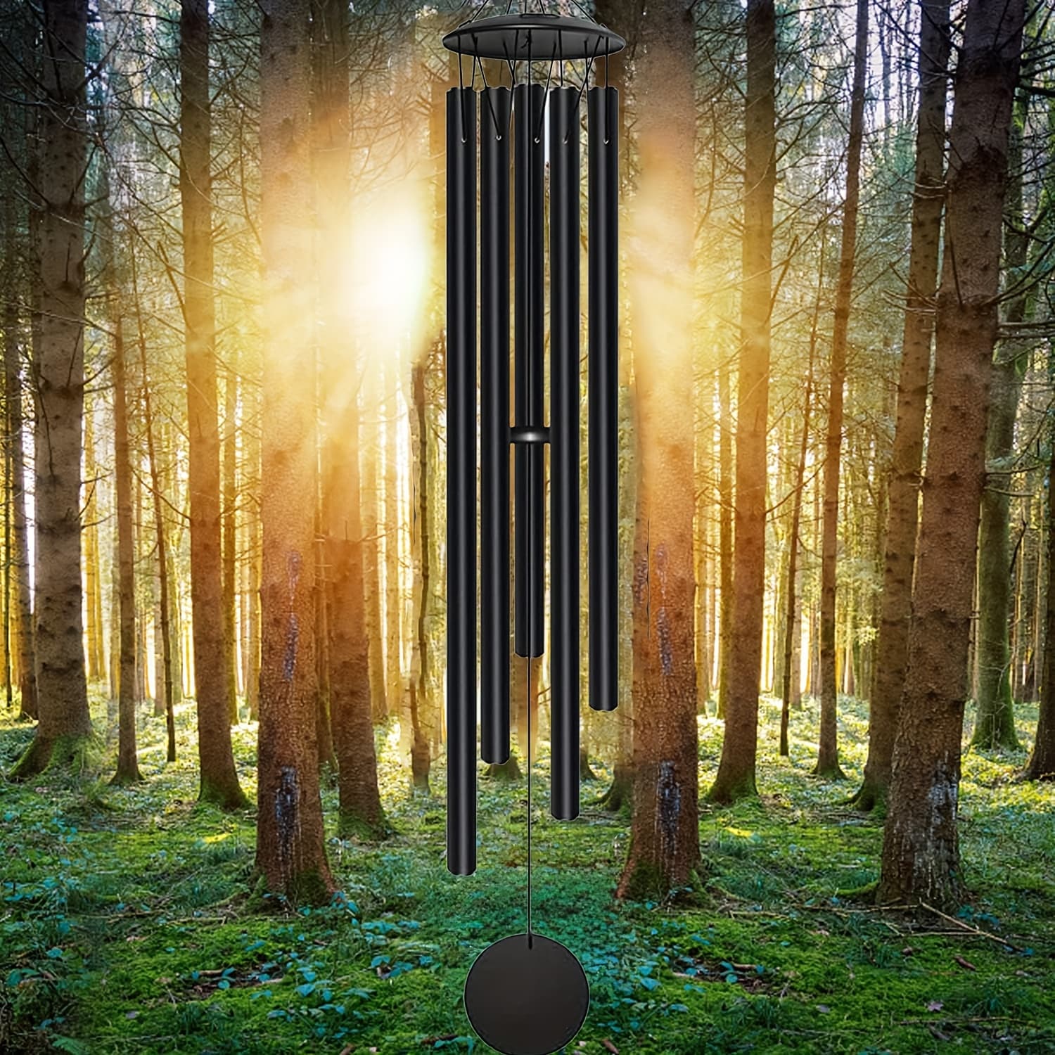 TEMU 66-inch Large 5-tube Outdoor Aluminum Wind Chimes, Dark Tones, Suitable For Outdoor , Gardens, And Memorial Decorations - Metal Wind Chimes With Soothing And Deep Tones, A Gift Of Have Lost Their