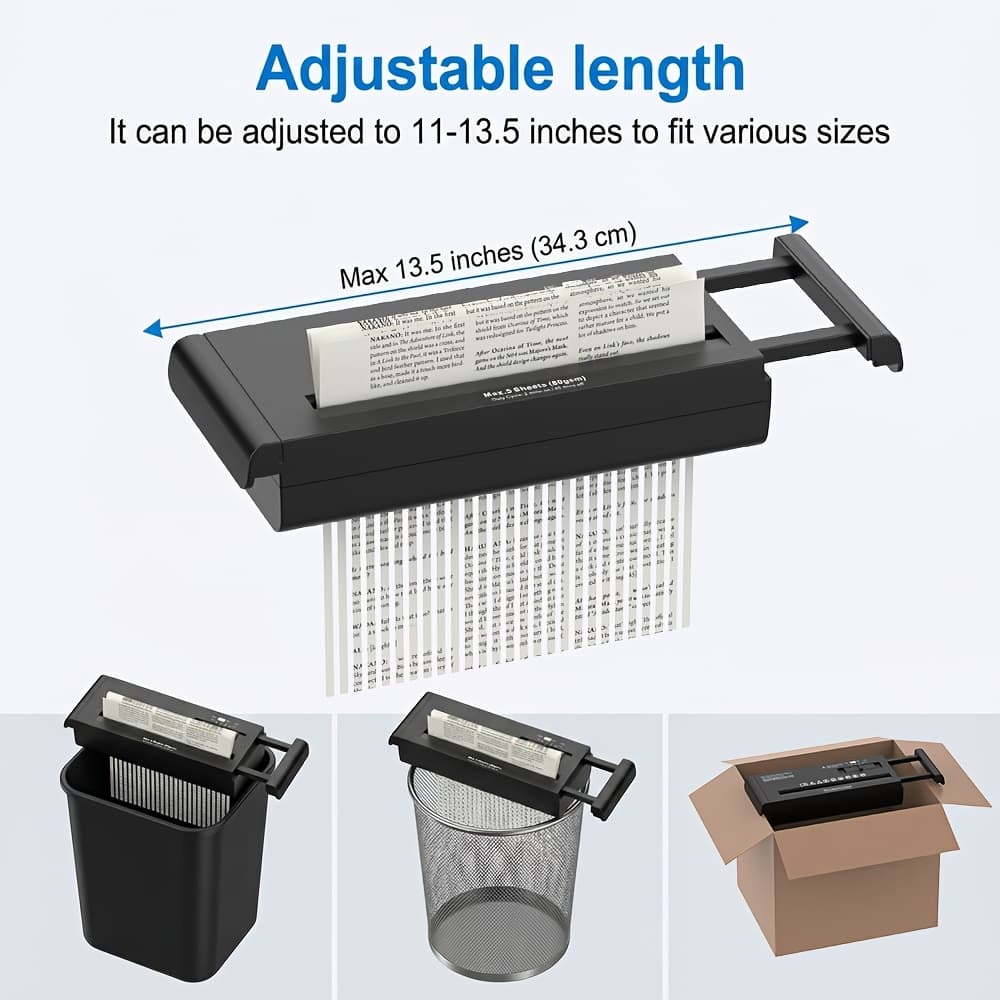 TEMU 6-sheet Strip Cut Paper, Cd, And Credit Card With Auto-off Compact, Portable Design, No Basket, Extendable Arm