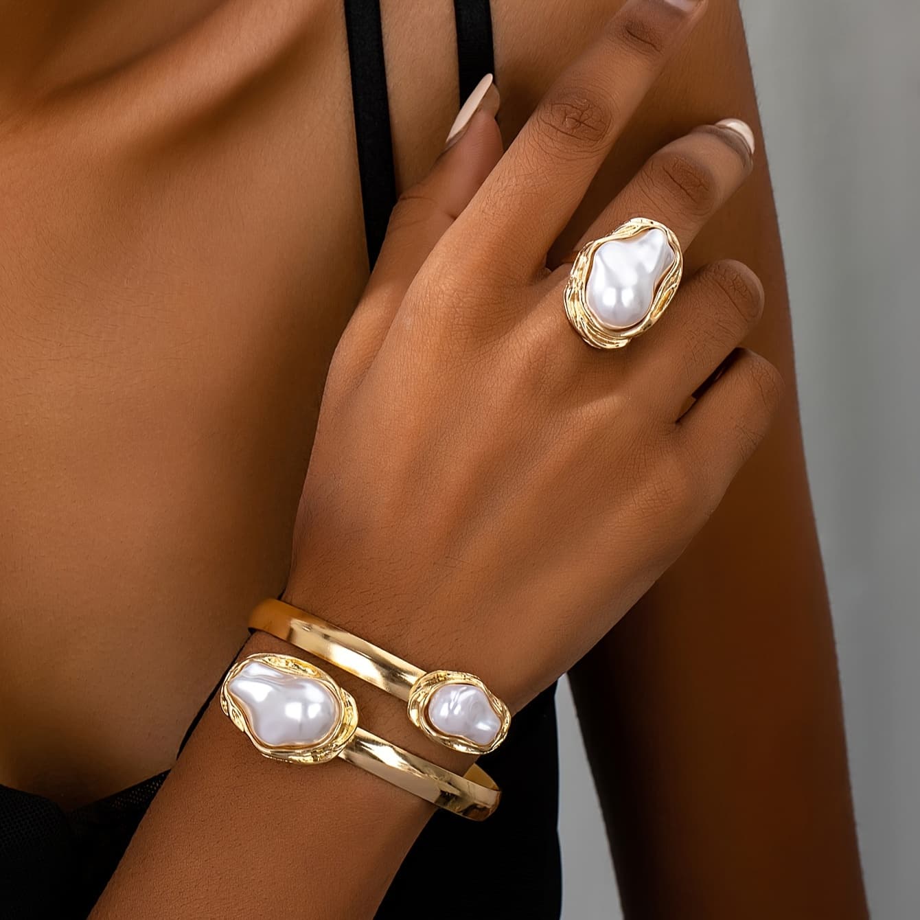TEMU Hand Bracelet And A Ring European And Elegant Women's Bracelet Ring Set