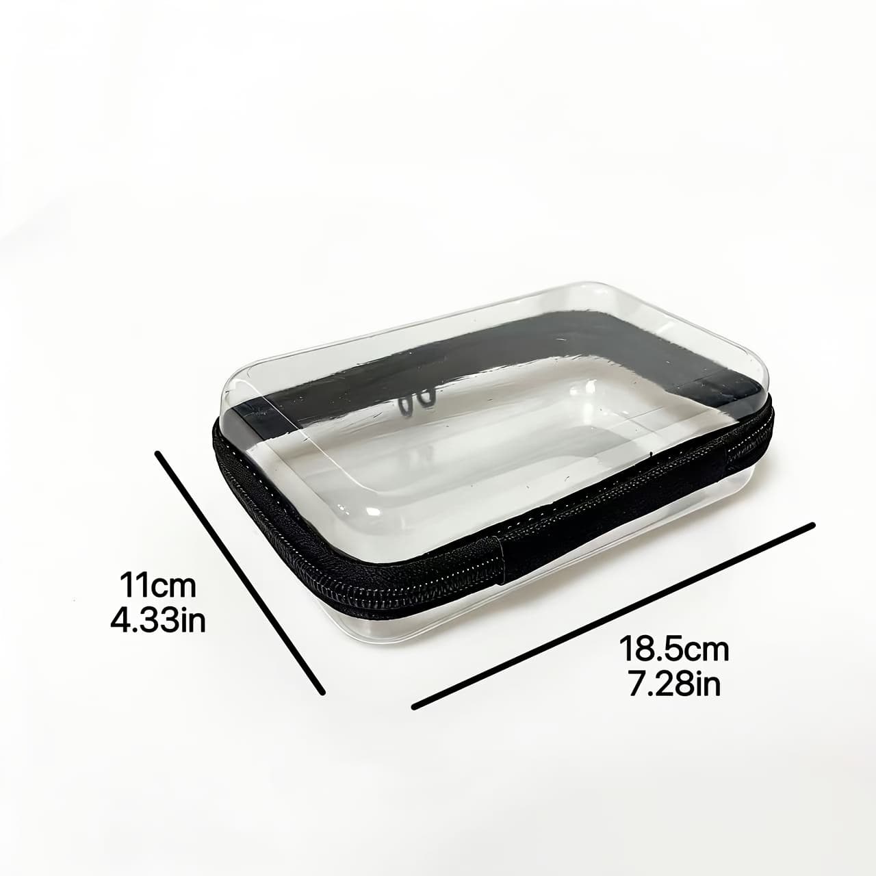 TEMU Small-sized Square Pvc Transparent Desktop Storage Pouch With Double Zippers, Toiletry Bag, And Makeup Case