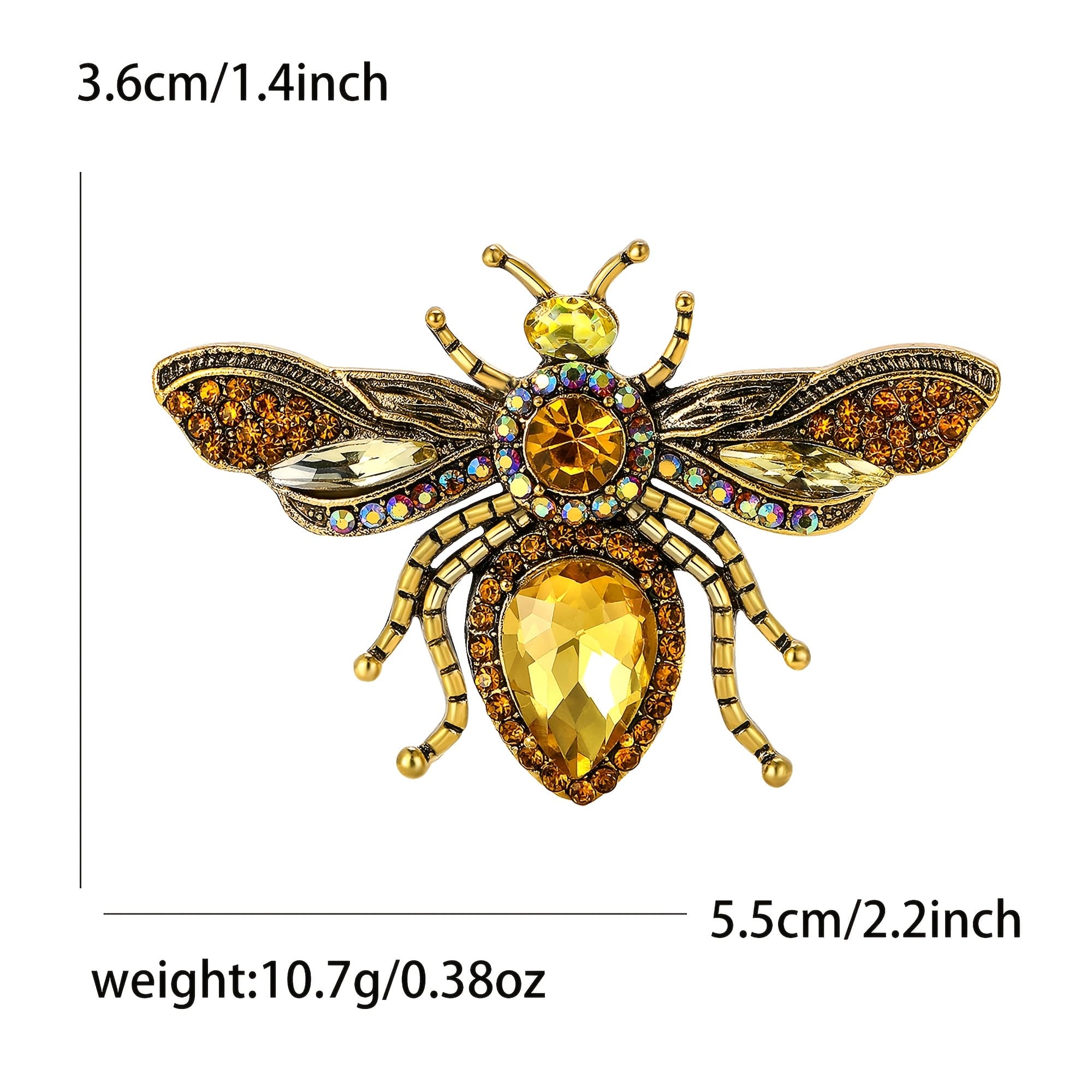 TEMU Classic Rhinestones Bees Brooches For Women Unisex Wear Crystal Gems Insects Pins Used As Necklaces Badges Casual Party Banquets Gifts Jewellery Additions Decoration