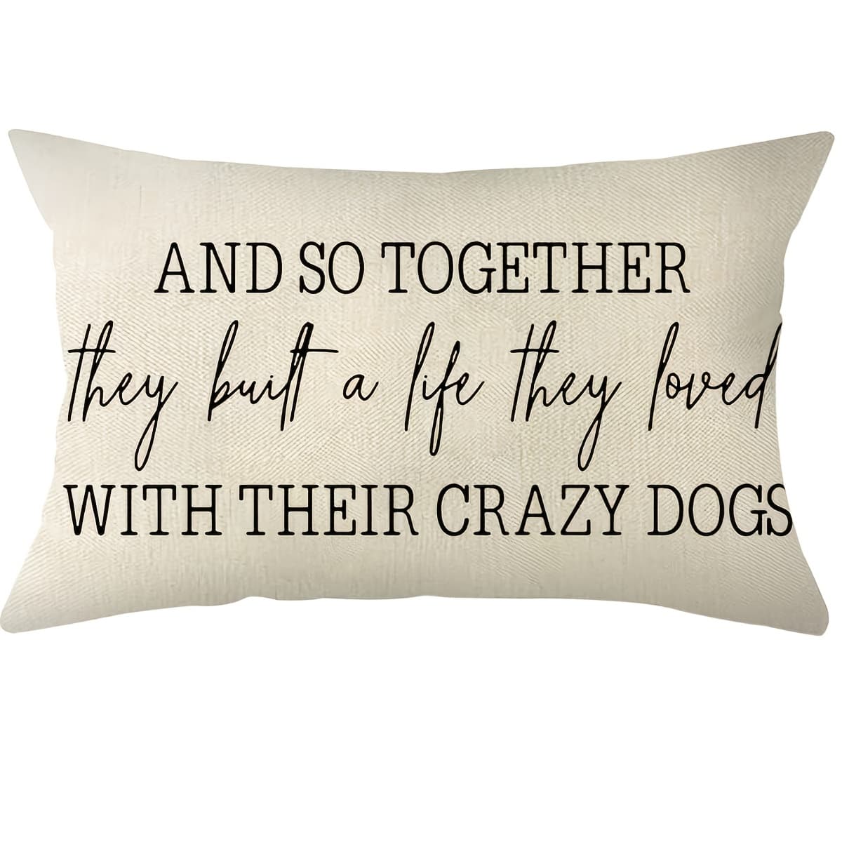 TEMU 1pc Farmhouse Lumbar Pillow Covers Built A Life With Their Dog 12 X 20 Inch Home Decorative For Sofa Couch Décor