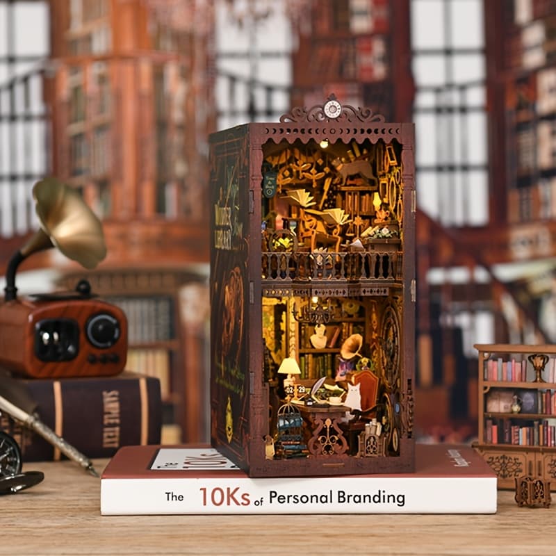 TEMU Diy Book Corner Miniature Model Kit, Diy Dollhouse Book Corner, 3d Puzzle, Home Decoration, Display Item, Suitable As A Gift For Valentine's Day, Halloween, Thanksgiving, Christmas And Birthdays.