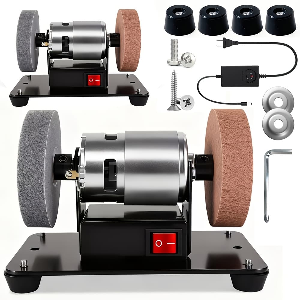 TEMU Variable Speed Electric Belt Sander | Dual Wheel Electric Bench Grinder | Non-slip & | Metal Jewelry Grinding & Polishing Machine | Desktop Electric Coarse & Fine Grinding Wheel Polishing Stone |