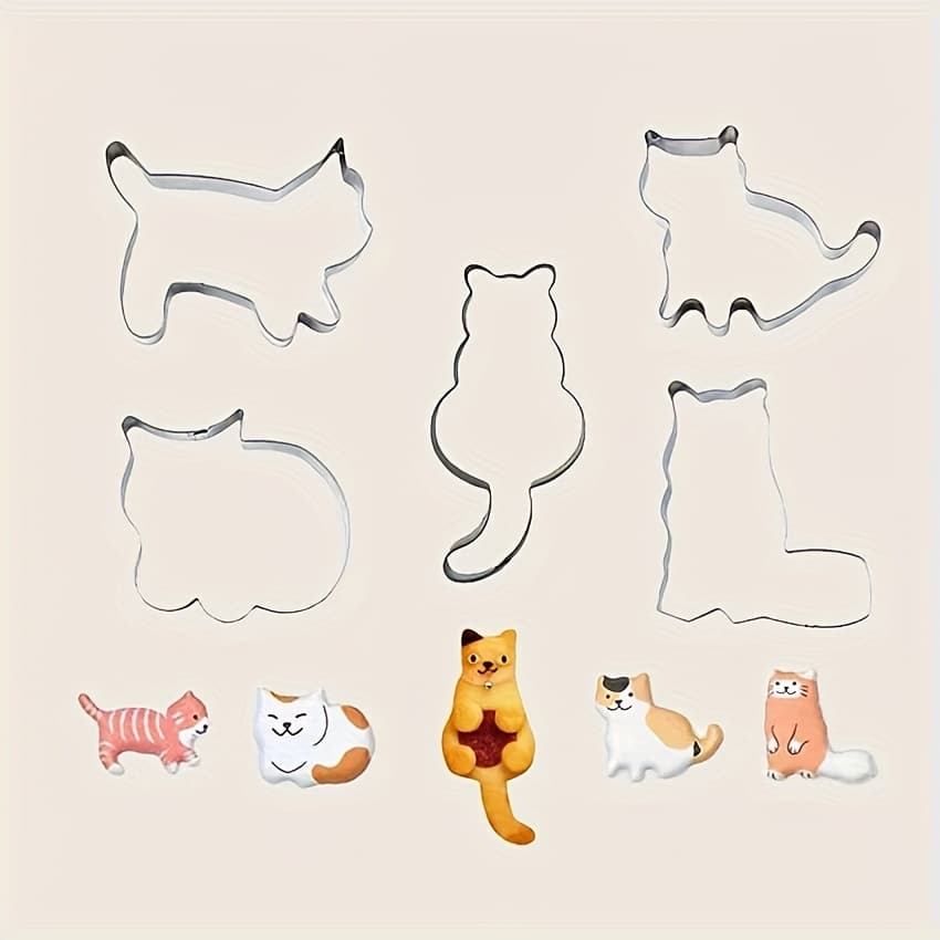 TEMU Stainless Steel Icing Cookie Cutter Cartoon Animal Cat Pineapple Cookie Mold 5pcs Set