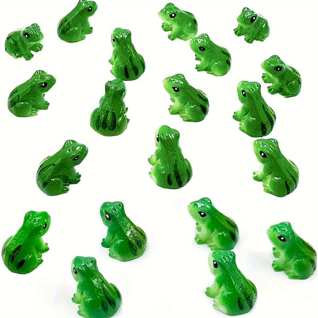 TEMU 20pcs Mini Resin Frog Statues - Green Cute Animal Figurines For Garden, Home Decor, Moss Landscapes & Diy Crafts, Valentine’s Day Party Accessories, Rustic Tabletop Decorations