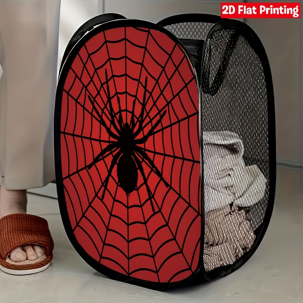 TEMU 1pc 1pcs Red Mesh Pop-up Laundry Hamper With Web Collapsible - Foldable Space-saving Storage Suitable For Bedroom, Closet, Bathroom,, Dorm - Easy Foldable Hamper For Clothes, Towels, S, Clothes
