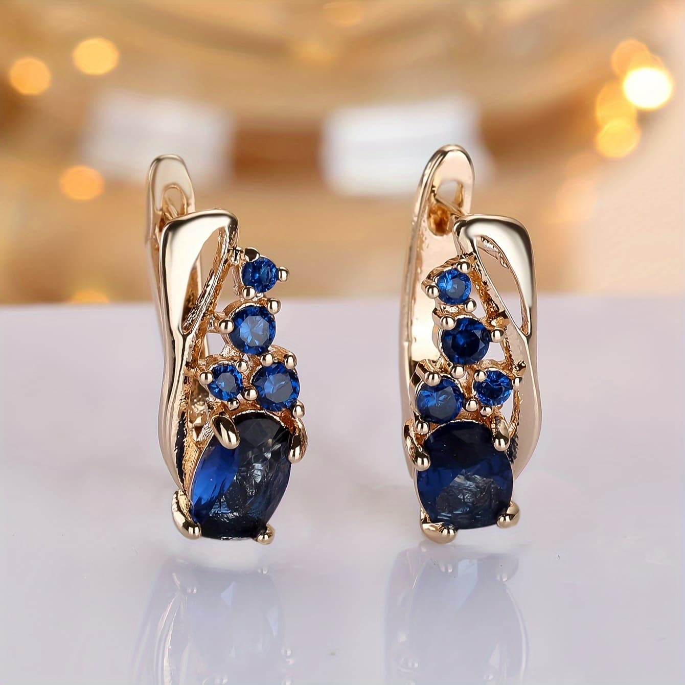 TEMU Vintage-style Golden Earrings Shaped Like Stone Leaves, Perfect For Women To Wear At Parties Or Daily