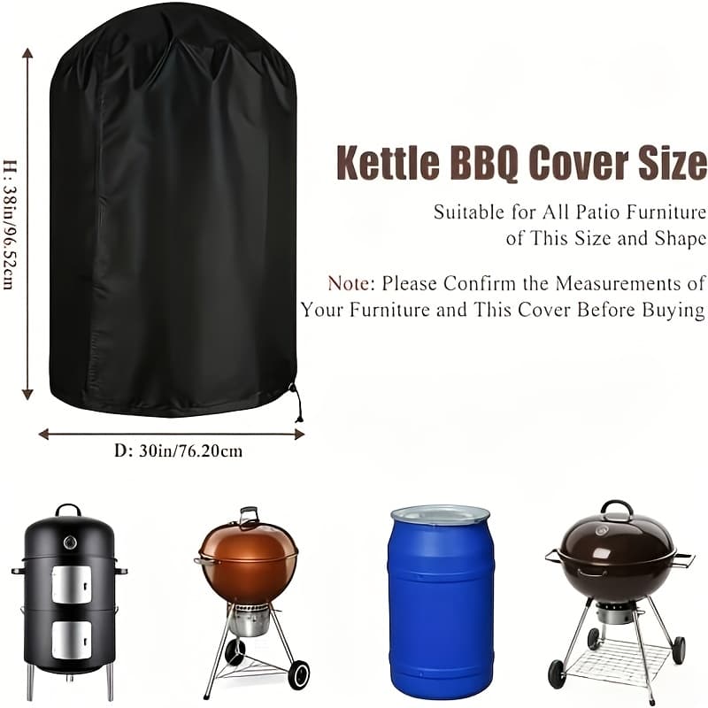TEMU 1pc Charcoal Grill Cover, Bbq Grill Cover For Charcoal Kettle, Heavy Duty Outdoor Cover, Fits Most Charcoal Kettle-style Grills, Such As , , Air, , Kettle Brands Of Bbq Grill Etc.