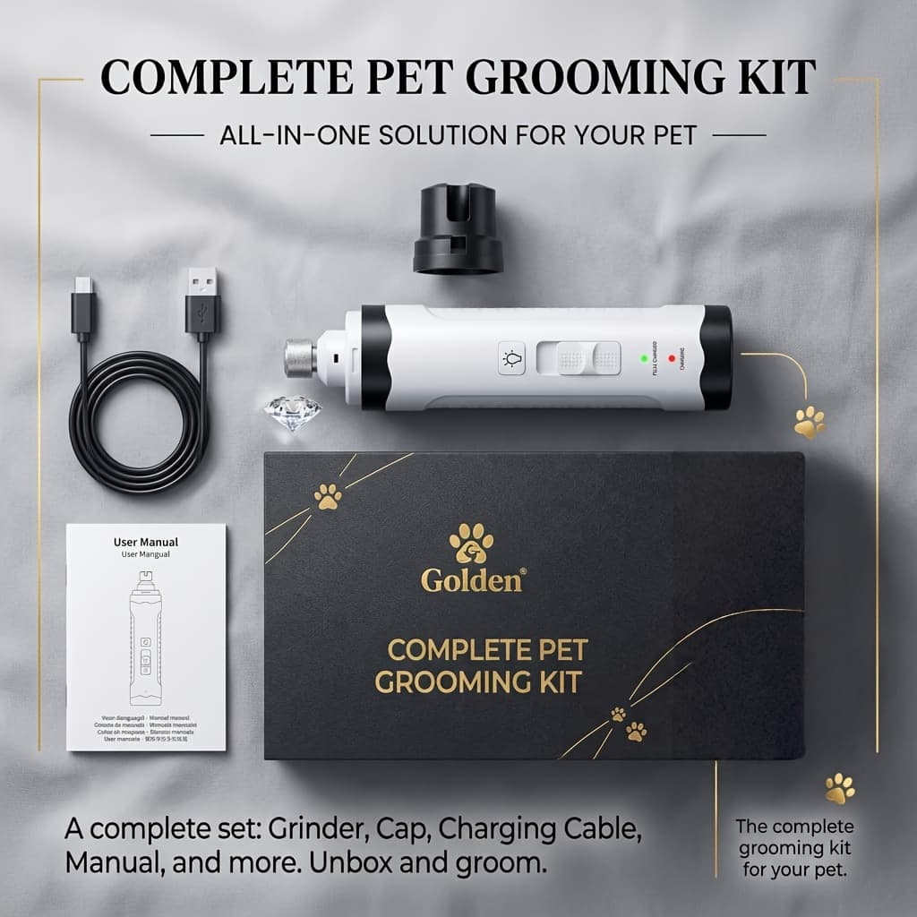 TEMU Upgraded Silent Dog Nail Grinder With Led Light - Electric Pet Nail File, Quiet Pet Nail Trimmer | Usb Rechargeable Claw Clipper For Dogs And Cats