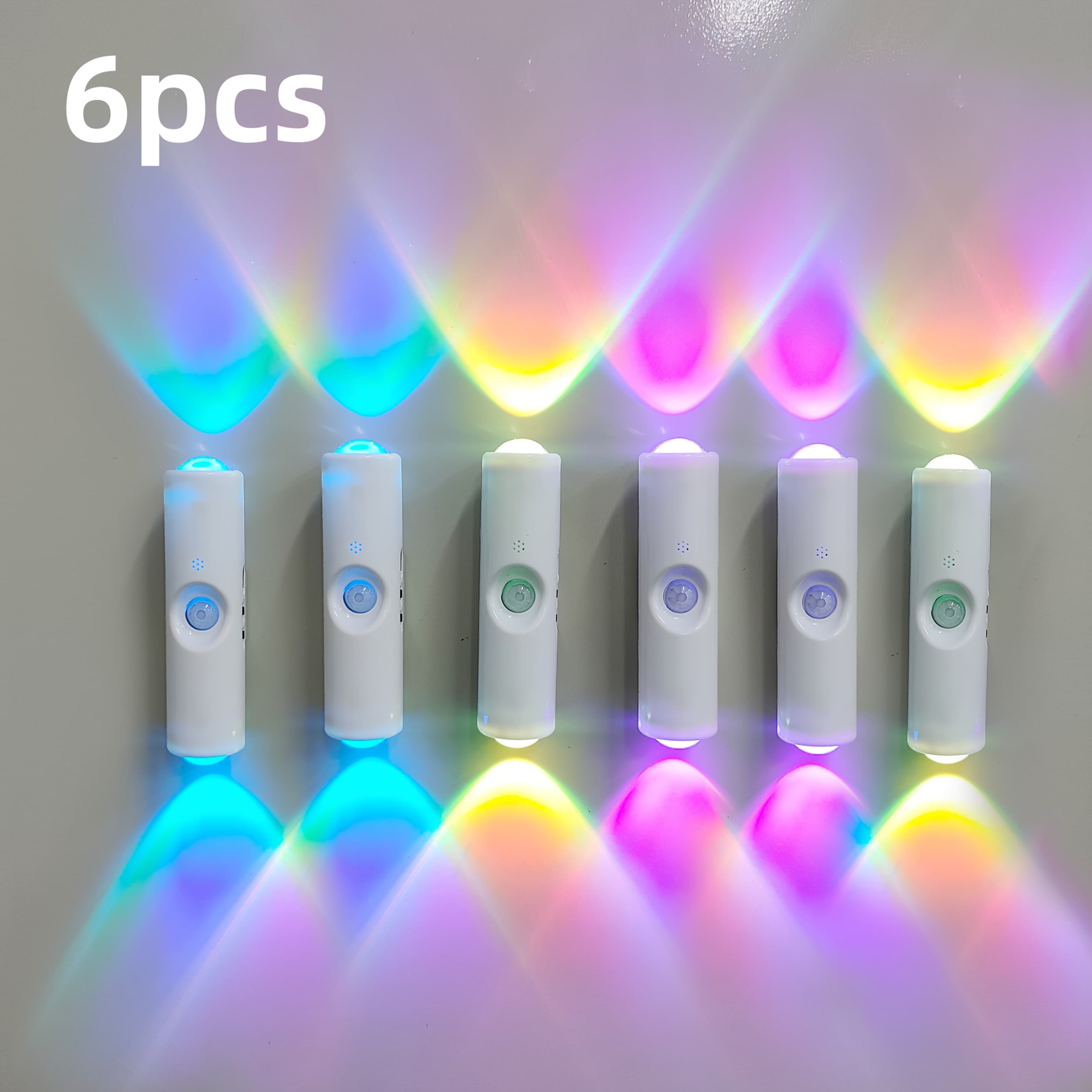 TEMU 2/3/6pcs Rgb Smart Sensor Wall Light, Usb Rechargeable Motion Sensor Night Light With Dimmable Led, Auto , Play, Magnetic Mounting White Modern Wall Lamp For Bedroom, Hallway, Stairs