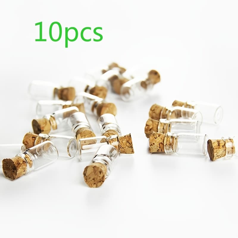 TEMU 10 Mini Wish Bottles With A Diameter Of 0.5ml, Small Transparent Drift Bottles, Mini Glass Storage Containers