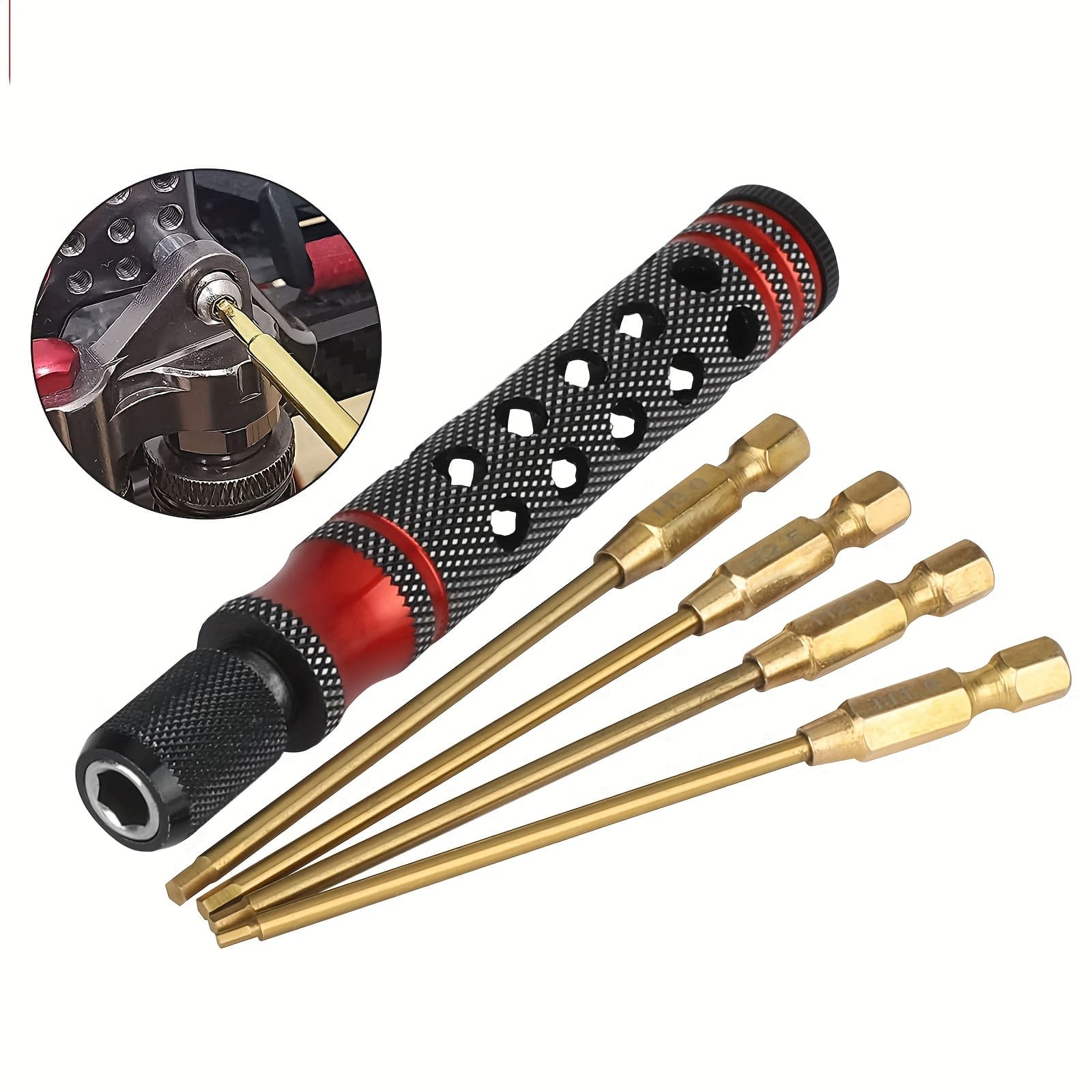 TEMU Rc Hex Screwdriver, 1.5mm/2.0mm/2.5mm/3.0mm Multi-functional Repair Tool Kit, For Rc Car, Rc Airplane, Rc Boat, Rc Robot