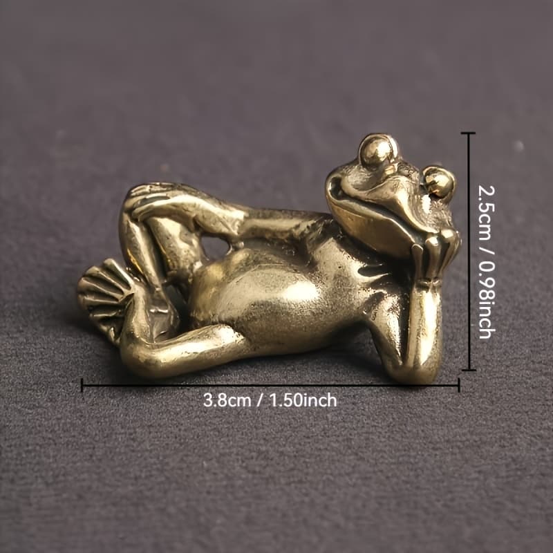 TEMU Solid Brass Frog Statue, Creatively Designed As A Sleeping Frog, Frog Decoration, Lovely Frog Model