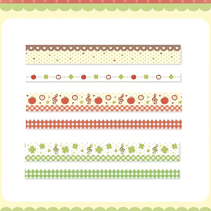 TEMU 6 Rolls Of Korean-style Instagram-inspired Clover Washi Tape, And Polka Dot Diy Sticker Materials For Scrapbooking And Collage