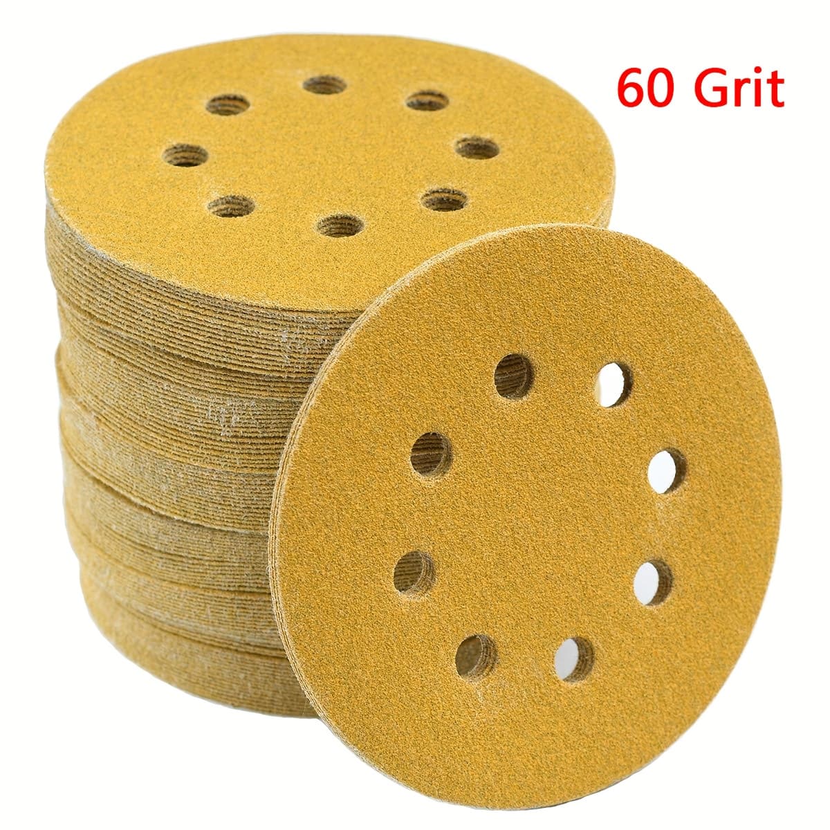 TEMU Bulk 8-hole Sanding Discs -fiberglass-backed Abrasives For Production Lines, Fast-change Hook & Loop System