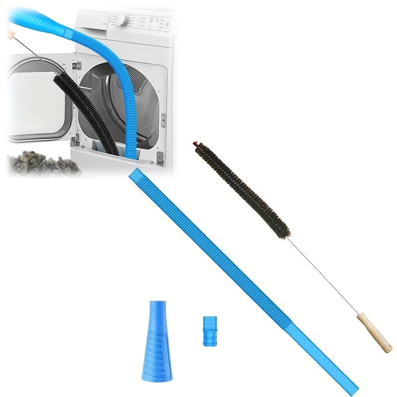 TEMU Heavy-duty Vacuum Cleaner Hose & Brush Compatible For Dryer Vent Cleaning - High-pressure Lint Remover With Pp Tube & Brush Attachment - Dryer Vent Maintenance Tool For , Fluff Removal System