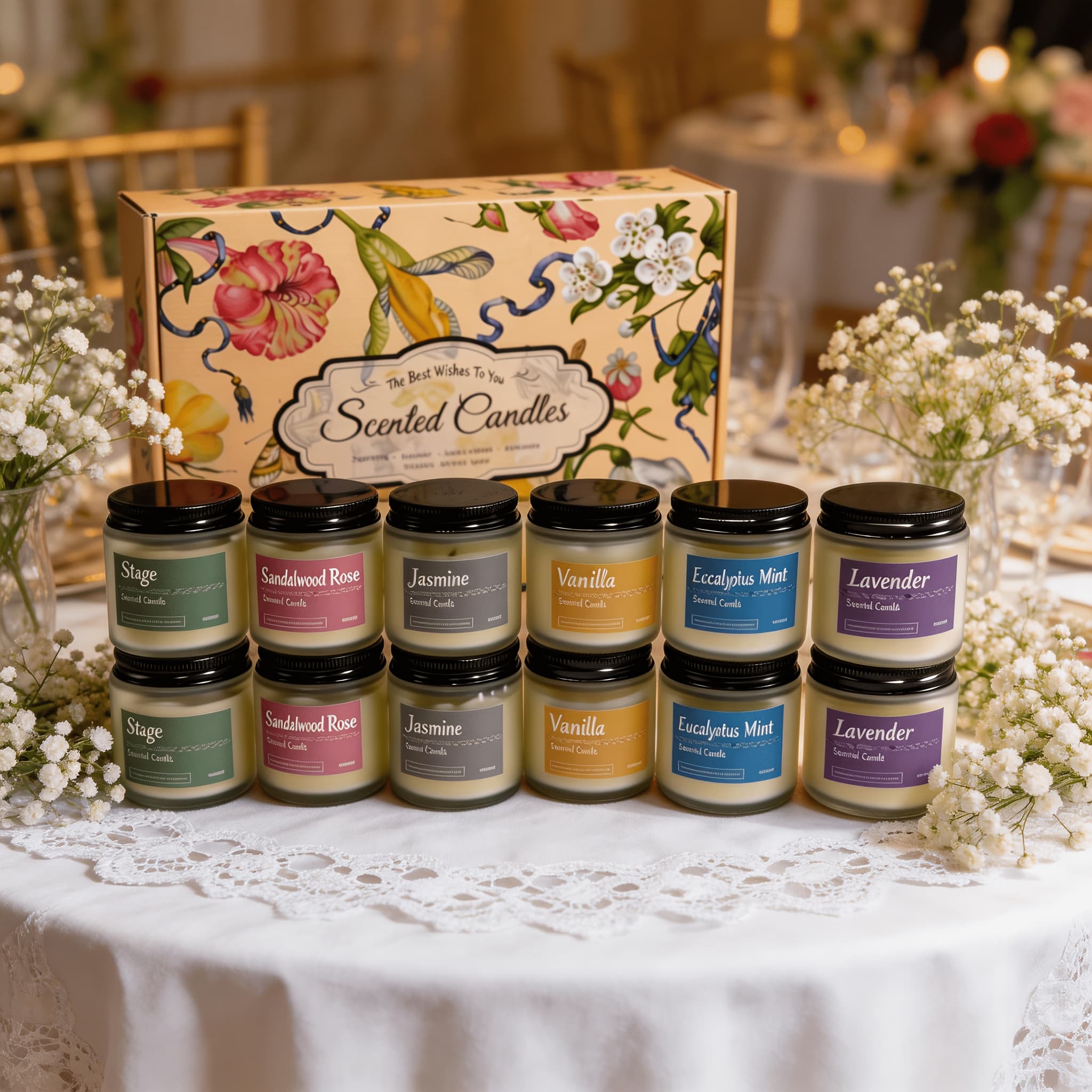 TEMU 12 Pack Household Scented Candles (jar), Lavender Fragrance Candle Gift Box, Ideal Gift For Women, Long-lasting , Suitable For Birthdays, Weddings And Thanksgiving Gifting