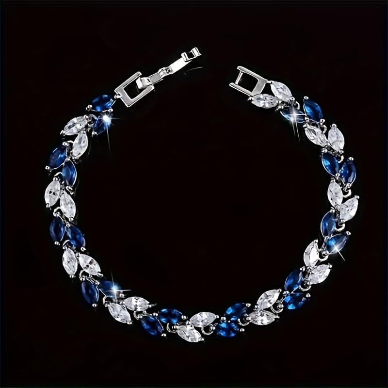 TEMU 1pc Classic Multicolor Silvery Leaf Wheat Ear Shape Pendant Crystal Women's Bracelet Birthday Jewelry Gift